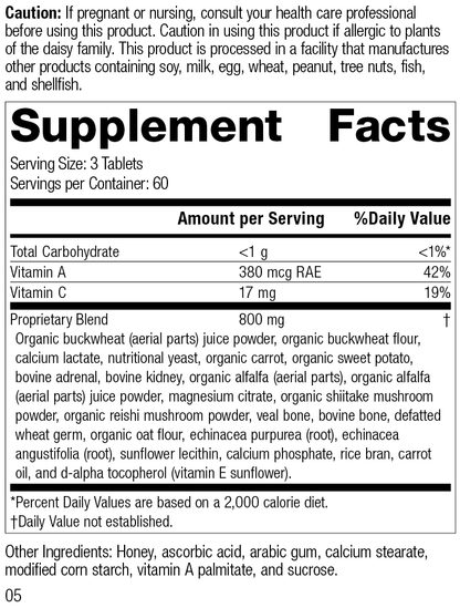 Cataplex® A-C-P, 180 Tablets, Rev 04 Supplement Facts