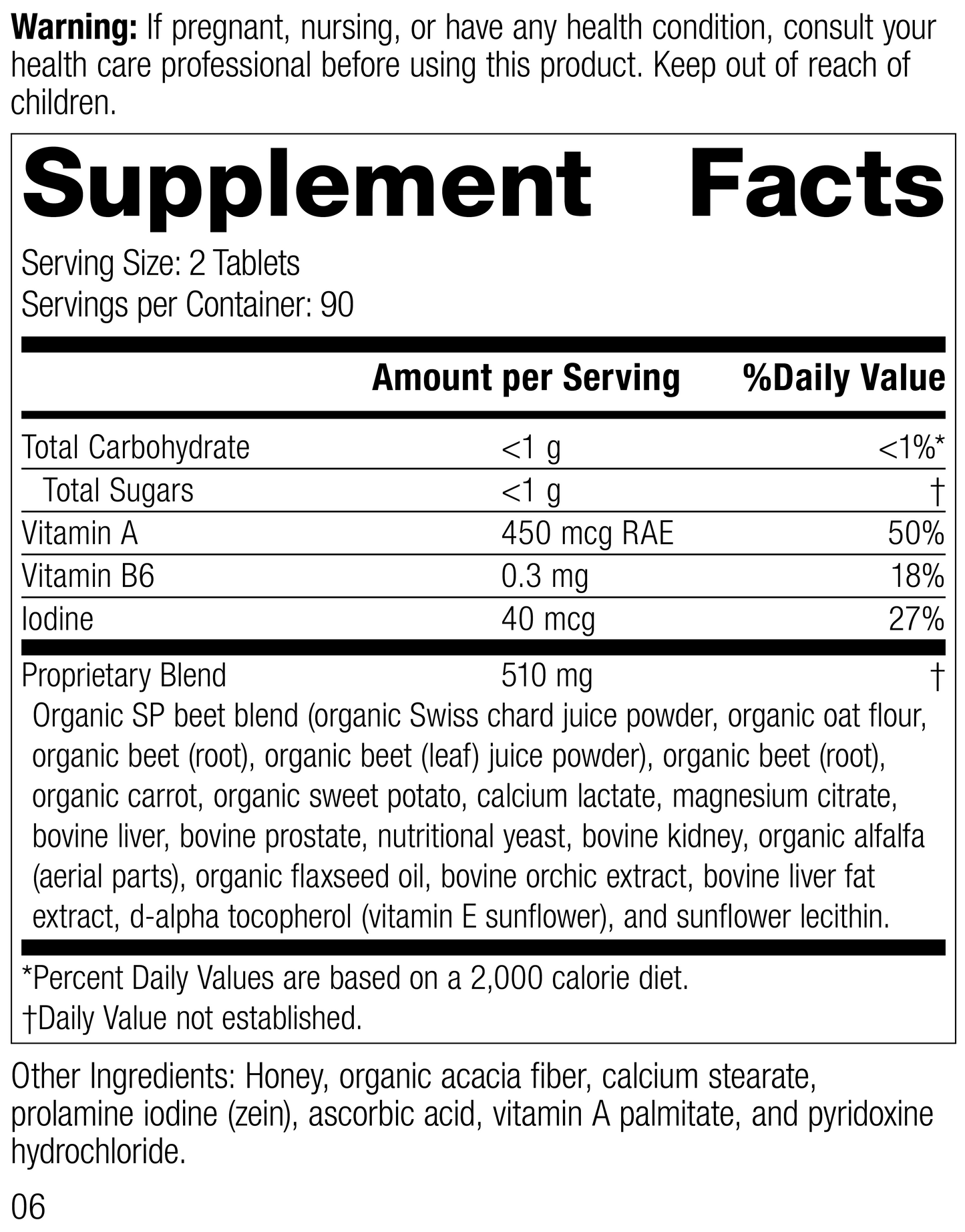 A-F Betafood®, 180 Tablets, Rev 04 Supplement Facts