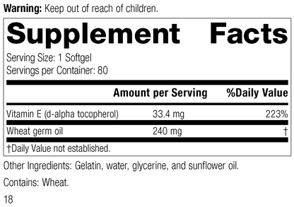 Wheat Germ Oil Fortified™, Rev 16 Supplement Facts