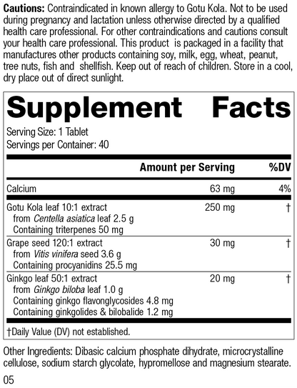 Gotu Kola Complex, 40 Tablets, Rev 05 Supplement Facts