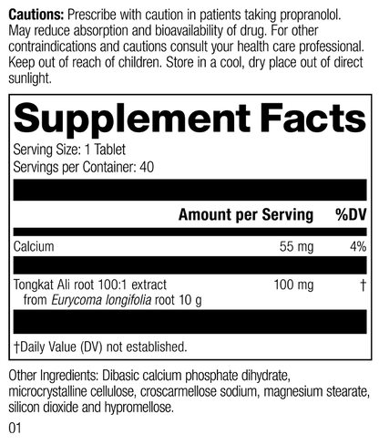 Tongkat Ali, 40 Tablets, Rev 01 Supplement Facts