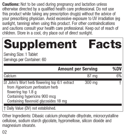 M1795 St John's Wort 1.8g R01 Supplement Fact